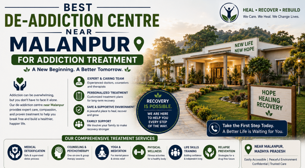 Best De-Addiction Centre Near Malanpur for Addiction Treatment