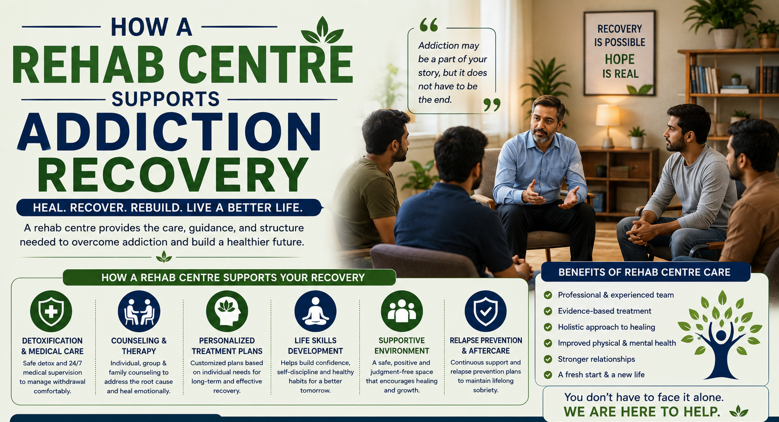 Rehab centre: healing, recovery, hope.