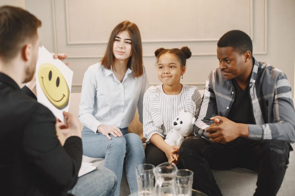 A family therapy session with a therapis