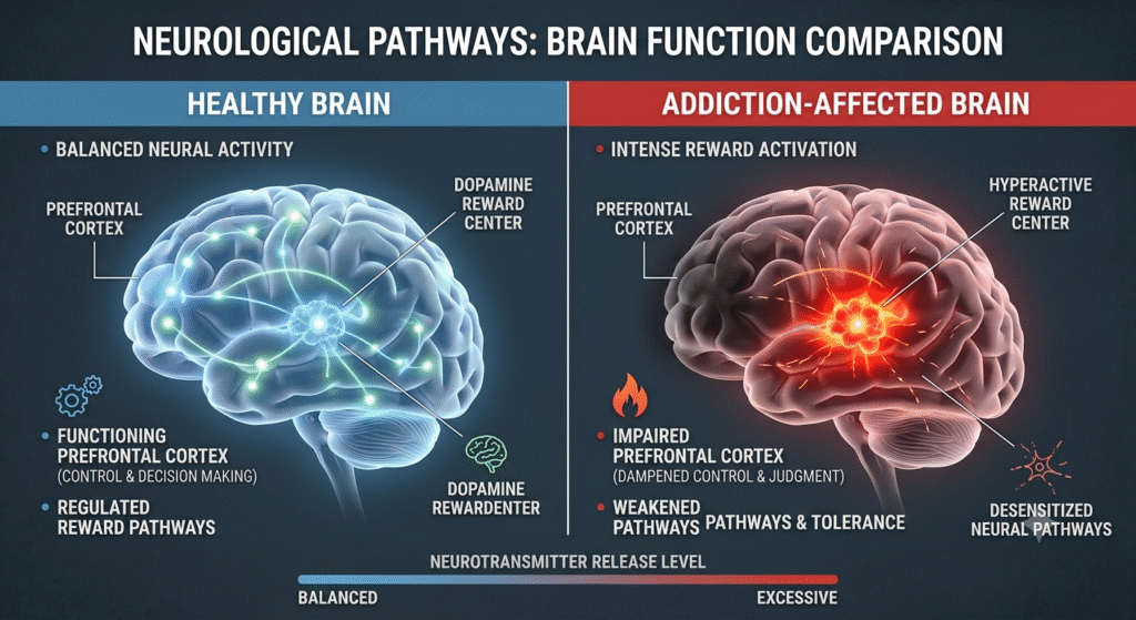 Key Brain Pathways Affected by Addiction,causes of substance abuse and brain chemistry